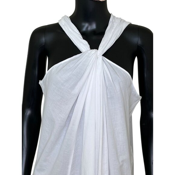 ✨ Vince White Italian Cotton Twist Halter Midi Dress Size M Excellent Condition - Picture 6 of 15